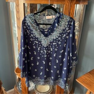 Belle by Kim Gravel Navy Paisley Bandana  V-Neck set